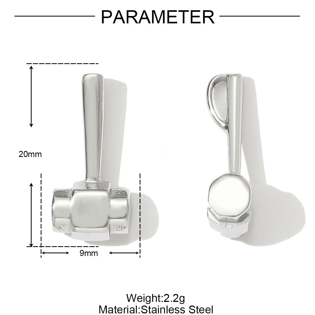 6pcs/pack Mirror Polish Heart Wing Necklace Pendant Stainless Steel Coffee Cup Hammer DIY Charm Women Baseball Cap Jewelry