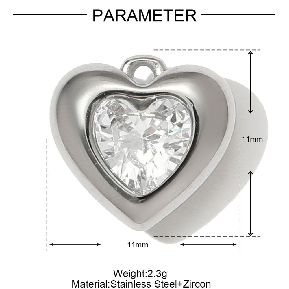 6pcs/pack Stainless Steel Heart Oval Rhinestone Necklace Pendant Mirror Polish Star Moon DIY Charm Women Hamsa Hand Jewelry