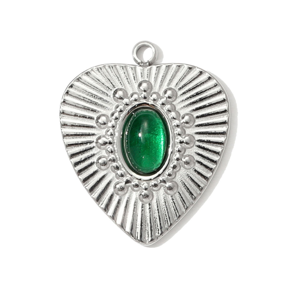 6pcs/pack Stainless Steel Heart Oval Rhinestone Necklace Pendant Mirror Polish Star Moon DIY Charm Women Hamsa Hand Jewelry