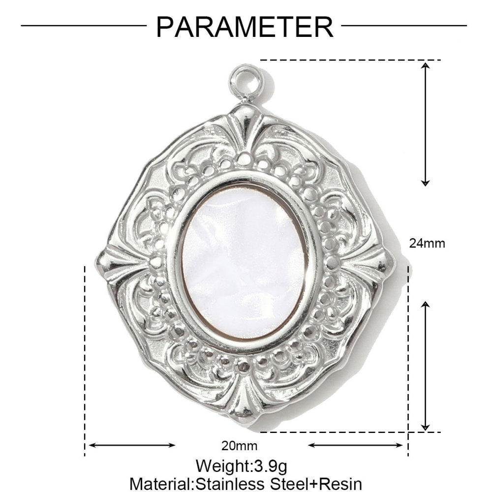 6pcs/pack Stainless Steel Heart Oval Rhinestone Necklace Pendant Mirror Polish Star Moon DIY Charm Women Hamsa Hand Jewelry
