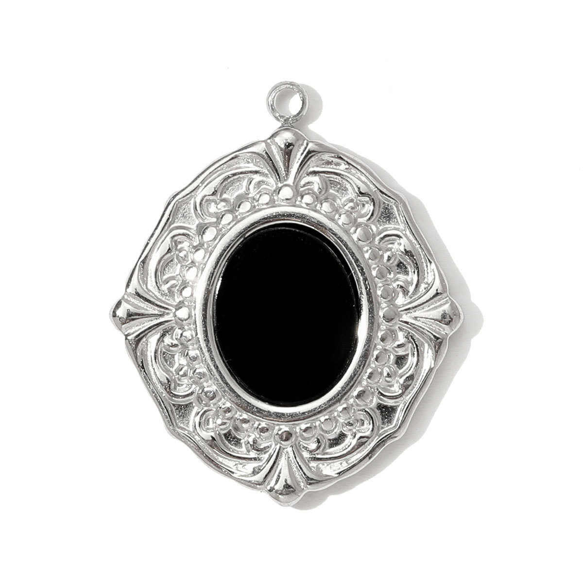 6pcs/pack Stainless Steel Heart Oval Rhinestone Necklace Pendant Mirror Polish Star Moon DIY Charm Women Hamsa Hand Jewelry