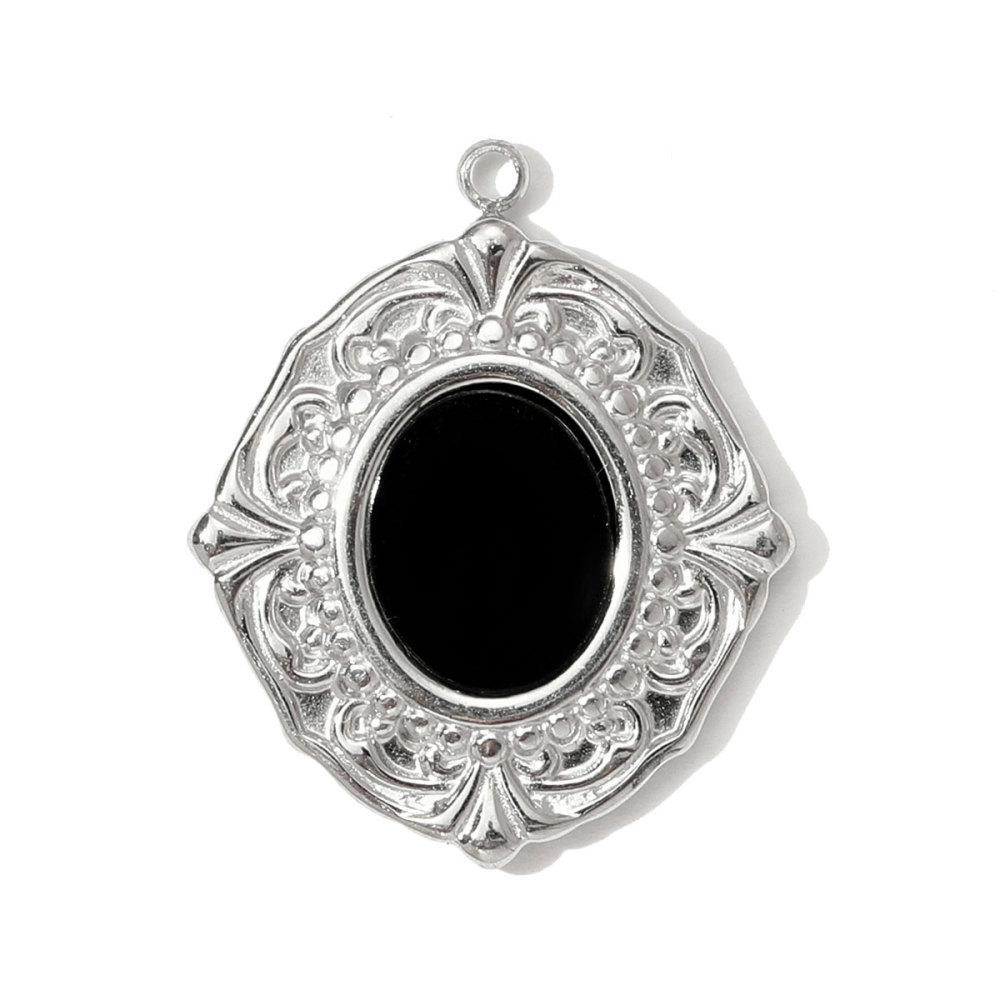 6pcs/pack Stainless Steel Heart Oval Rhinestone Necklace Pendant Mirror Polish Star Moon DIY Charm Women Hamsa Hand Jewelry