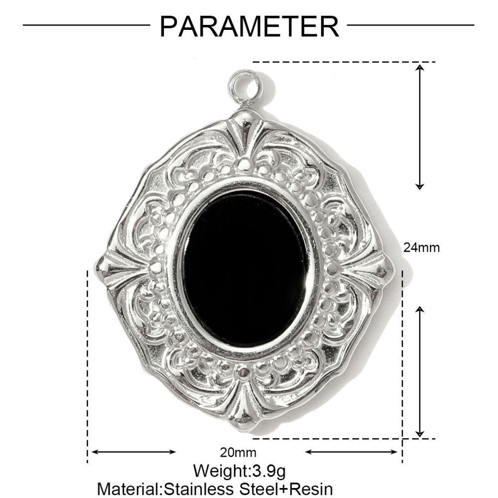 6pcs/pack Stainless Steel Heart Oval Rhinestone Necklace Pendant Mirror Polish Star Moon DIY Charm Women Hamsa Hand Jewelry