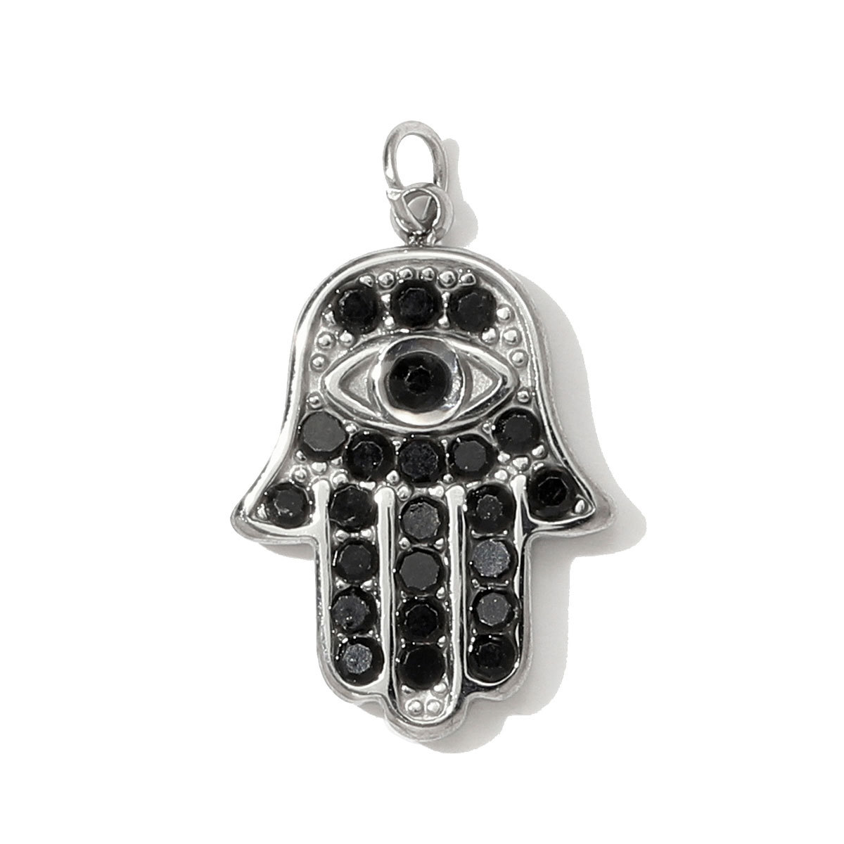 6pcs/pack Stainless Steel Heart Oval Rhinestone Necklace Pendant Mirror Polish Star Moon DIY Charm Women Hamsa Hand Jewelry