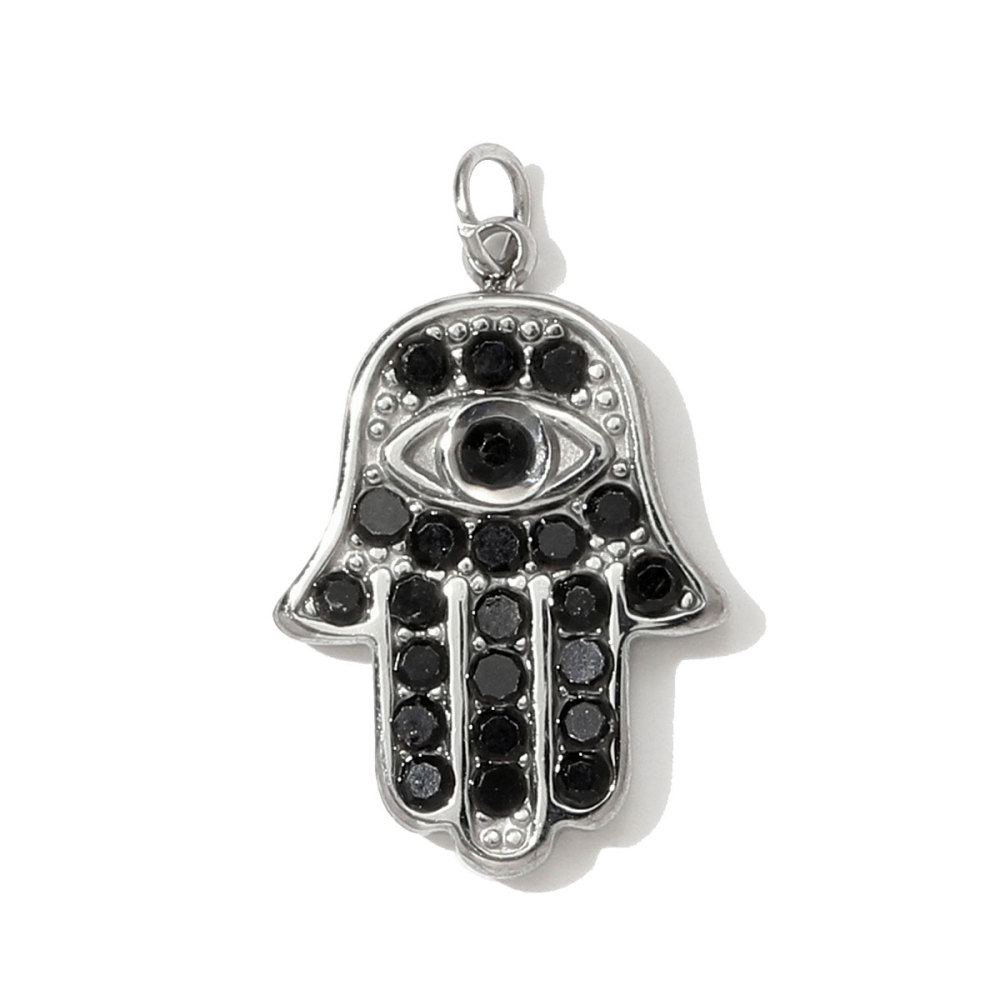 6pcs/pack Stainless Steel Heart Oval Rhinestone Necklace Pendant Mirror Polish Star Moon DIY Charm Women Hamsa Hand Jewelry