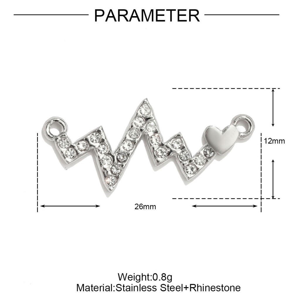 6pcs/pack Stainless Steel Heart Oval Rhinestone Necklace Pendant Mirror Polish Star Moon DIY Charm Women Hamsa Hand Jewelry