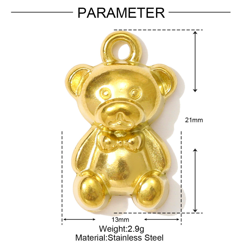 6pcs/pack High Polish Star Lightning Necklace Pendant Stainless Steel Peanut Turtle Elephant DIY Charm Women Butterfly Bear Jewelry