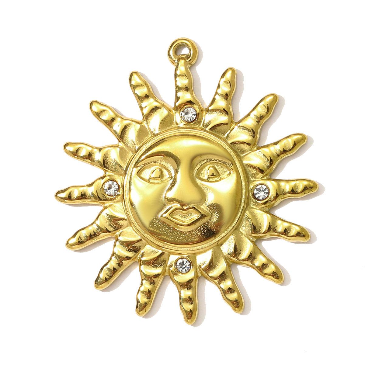 6pcs/pack High Polish Rhinestone Sun Necklace Pendant Stainless Steel Snake Leaf DIY Earring Charm Women Crescent Moon Jewelry