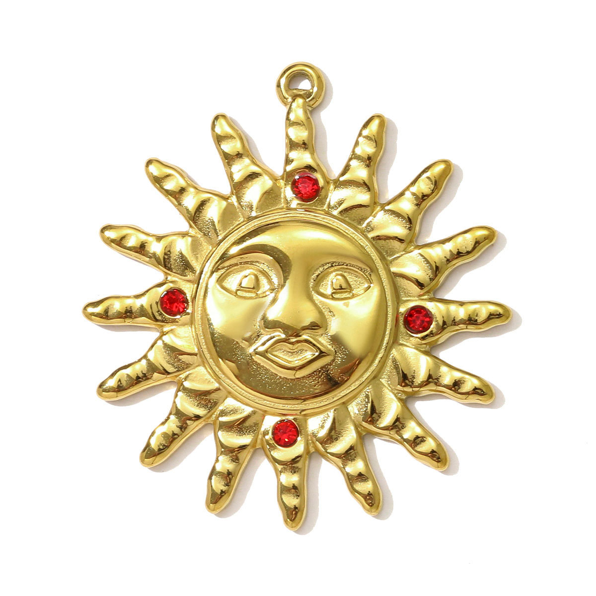 6pcs/pack High Polish Rhinestone Sun Necklace Pendant Stainless Steel Snake Leaf DIY Earring Charm Women Crescent Moon Jewelry