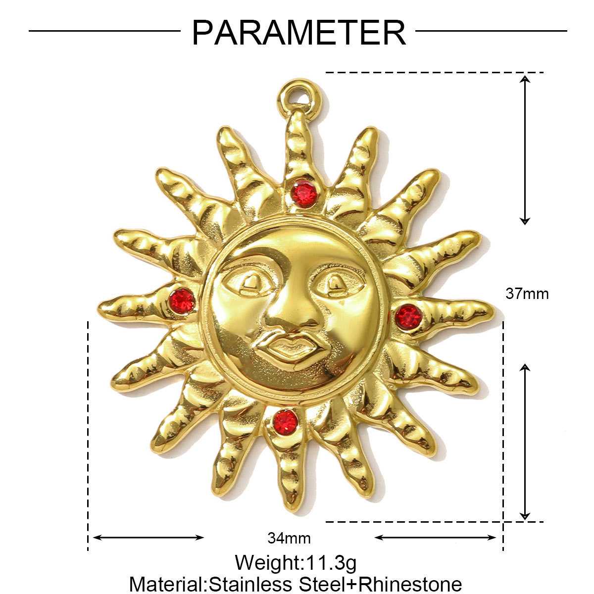 6pcs/pack High Polish Rhinestone Sun Necklace Pendant Stainless Steel Snake Leaf DIY Earring Charm Women Crescent Moon Jewelry