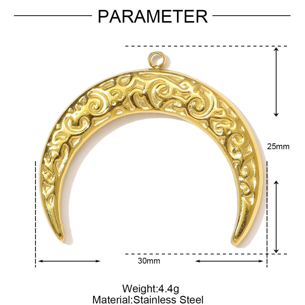 6pcs/pack High Polish Rhinestone Sun Necklace Pendant Stainless Steel Snake Leaf DIY Earring Charm Women Crescent Moon Jewelry