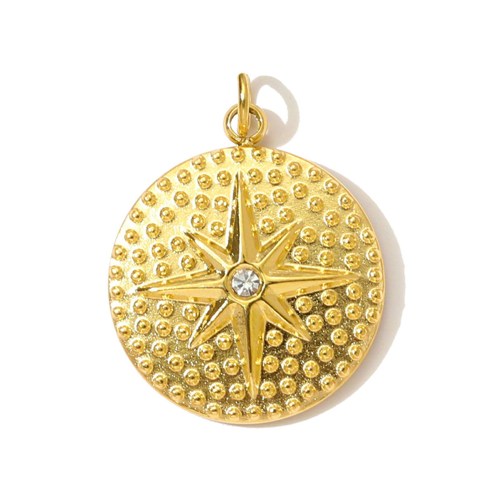 6pcs/pack Stainless Steel High Polish Sun Moon Necklace Pendant Rhinestone Star DIY Earring Charm For Women Holiday Jewelry