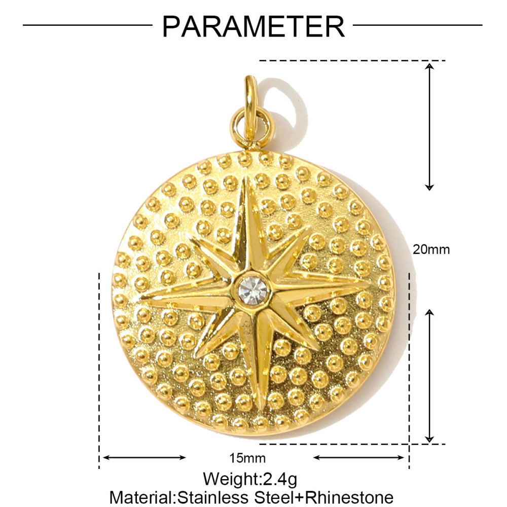 6pcs/pack Stainless Steel High Polish Sun Moon Necklace Pendant Rhinestone Star DIY Earring Charm For Women Holiday Jewelry