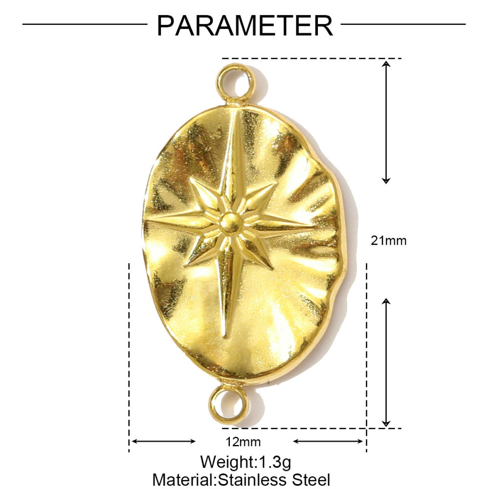 6pcs/pack Stainless Steel High Polish Sun Moon Necklace Pendant Rhinestone Star DIY Earring Charm For Women Holiday Jewelry