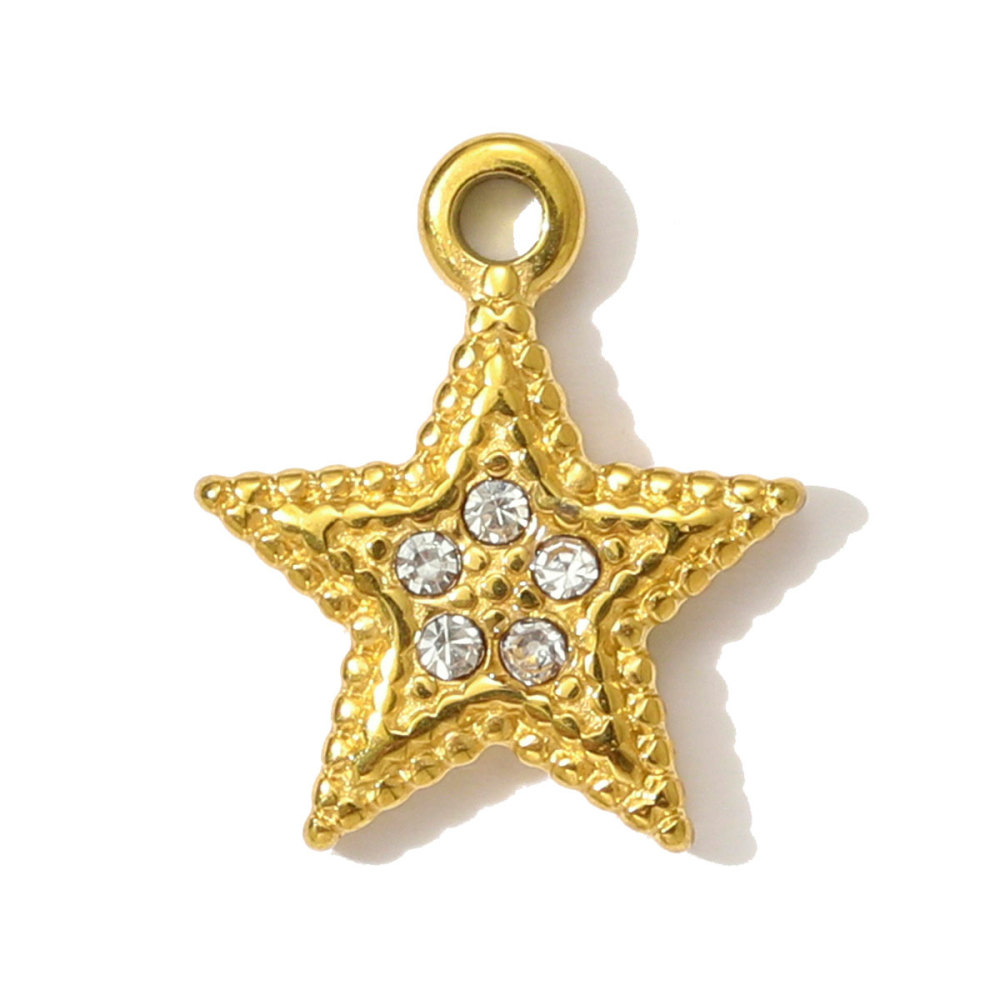 6pcs/pack Stainless Steel High Polish Sun Moon Necklace Pendant Rhinestone Star DIY Earring Charm For Women Holiday Jewelry