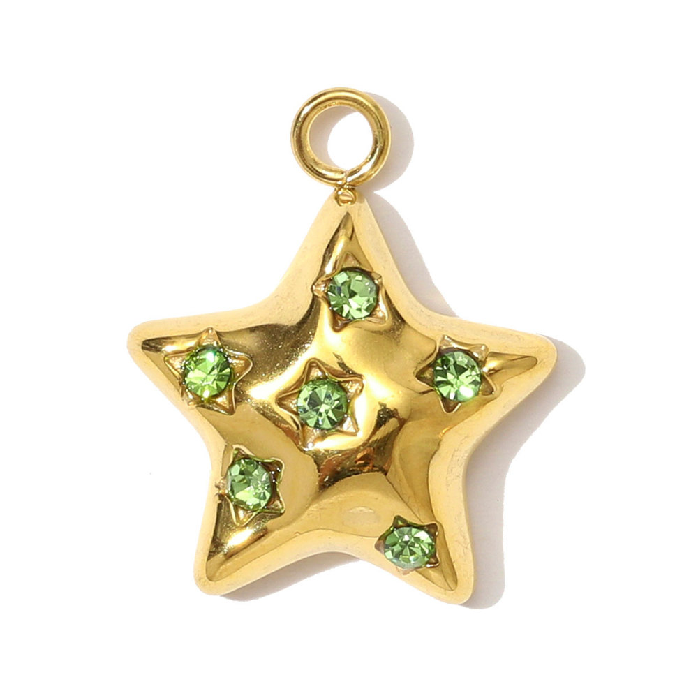6pcs/pack Stainless Steel High Polish Sun Moon Necklace Pendant Rhinestone Star DIY Earring Charm For Women Holiday Jewelry