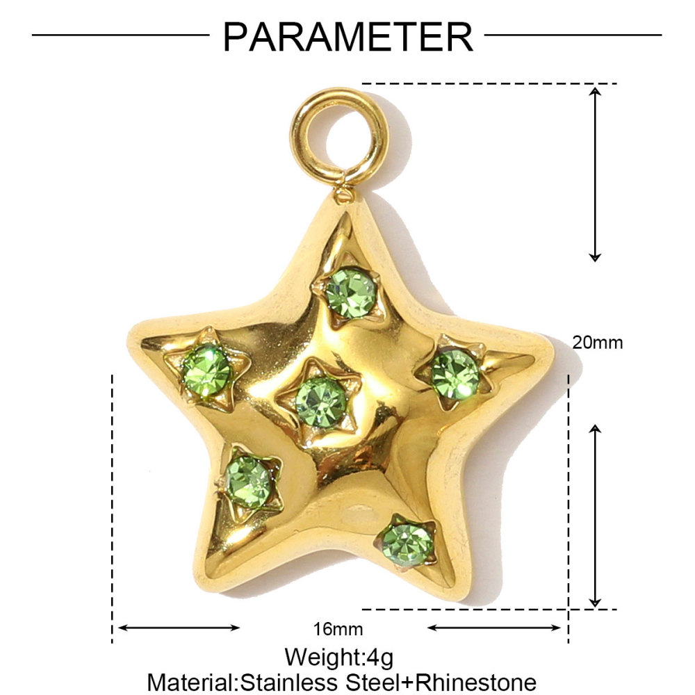 6pcs/pack Stainless Steel High Polish Sun Moon Necklace Pendant Rhinestone Star DIY Earring Charm For Women Holiday Jewelry