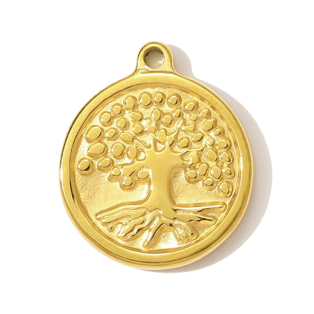 6pcs/pack Stainless Steel Enamel Cross Life Tree Round Necklace Pendant The Holy Mother Angel DIY Charm Women Heart Jewelry