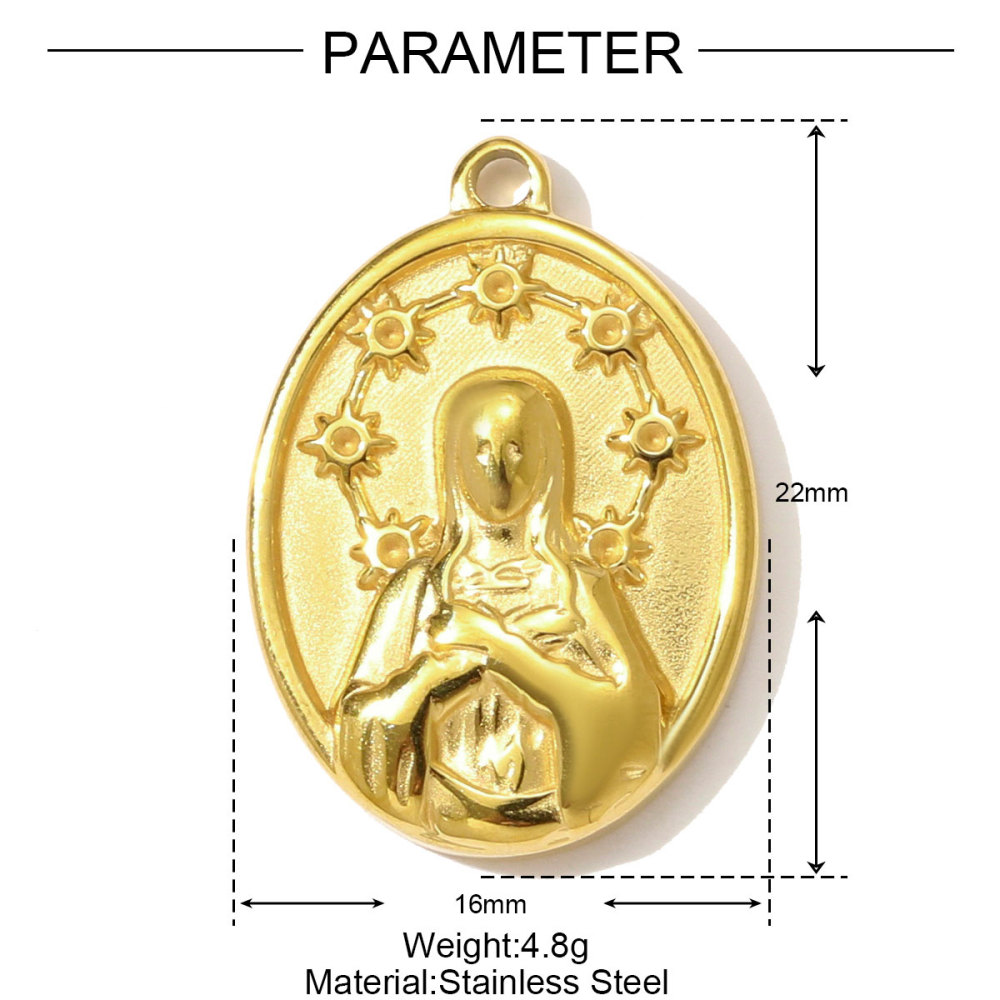 6pcs/pack Stainless Steel Enamel Cross Life Tree Round Necklace Pendant The Holy Mother Angel DIY Charm Women Heart Jewelry
