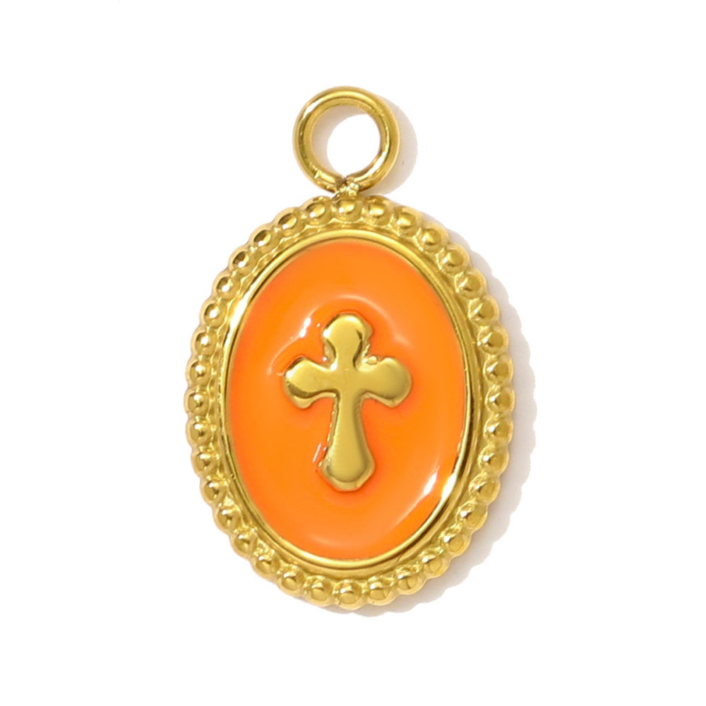 6pcs/pack Stainless Steel Enamel Cross Life Tree Round Necklace Pendant The Holy Mother Angel DIY Charm Women Heart Jewelry