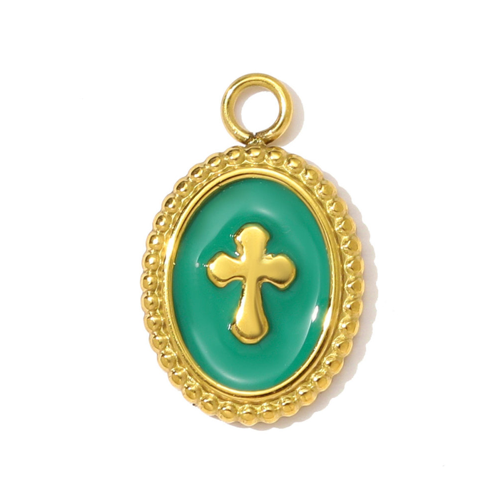 6pcs/pack Stainless Steel Enamel Cross Life Tree Round Necklace Pendant The Holy Mother Angel DIY Charm Women Heart Jewelry