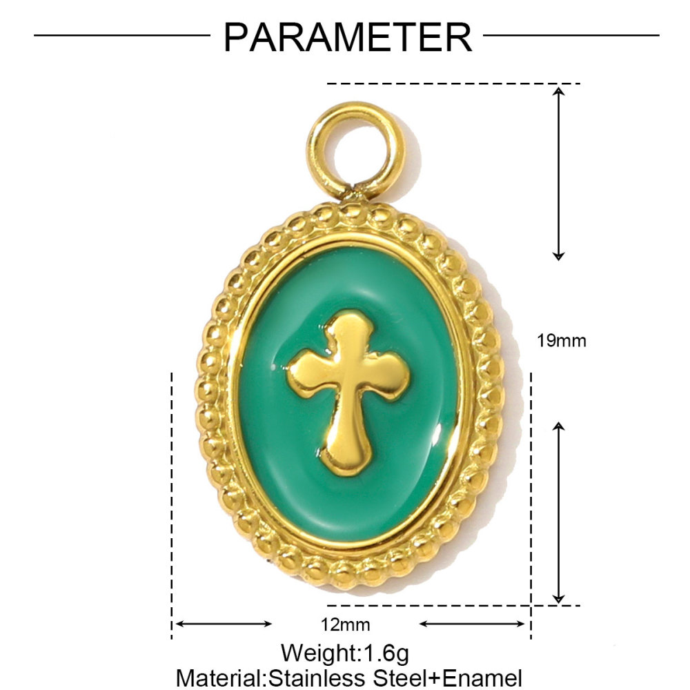 6pcs/pack Stainless Steel Enamel Cross Life Tree Round Necklace Pendant The Holy Mother Angel DIY Charm Women Heart Jewelry