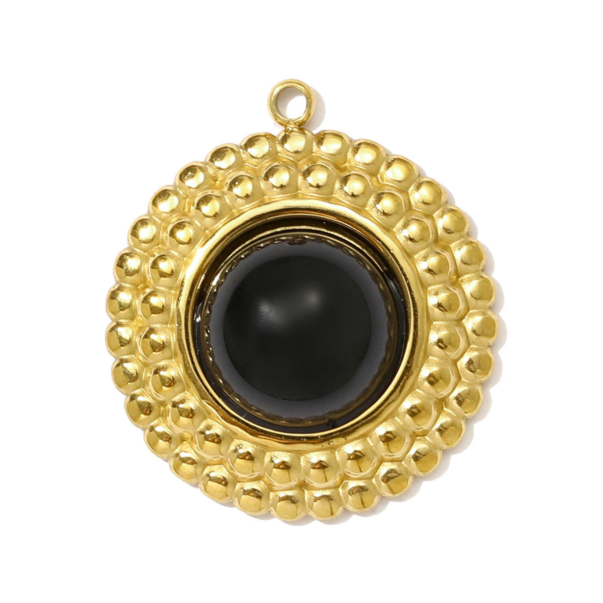 6pcs/pack Stainless Steel Natural Sotne Geometric Necklace Pendant Black Agate Oval Heart DIY Earring Charm Women Fan-shaped Jewelry