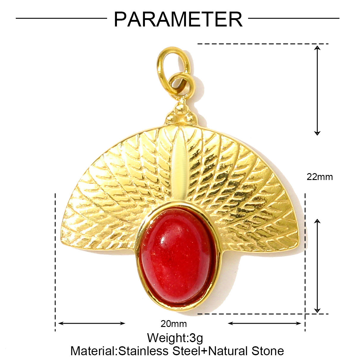 6pcs/pack Stainless Steel Natural Sotne Geometric Necklace Pendant Black Agate Oval Heart DIY Earring Charm Women Fan-shaped Jewelry