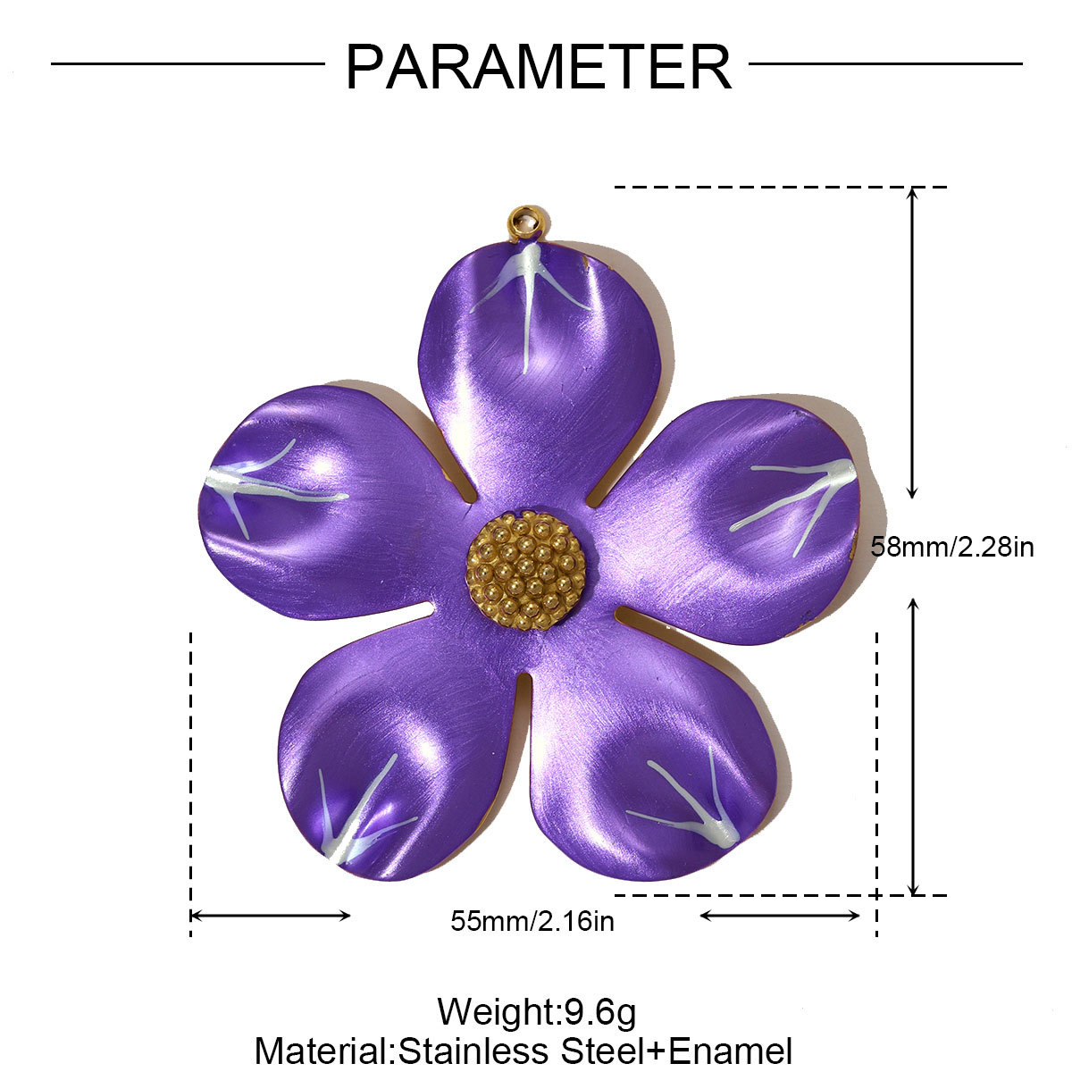 6pcs/pack Big Size Stainless Steel Camellia Flower Necklace Pendant Colorful Enamel DIY Earrings Charms Women Jewelry Wholesale