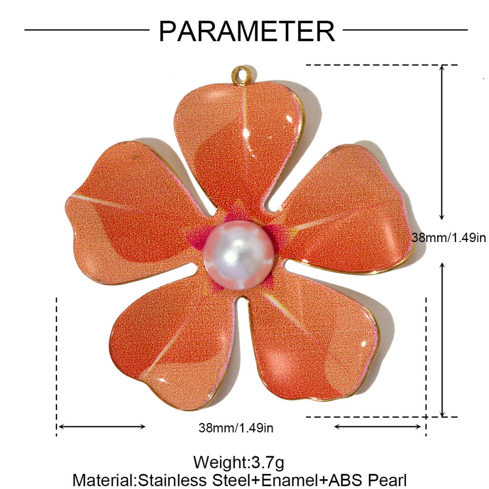 6pcs/pack Big Size Stainless Steel Leopard Print Enamel Flower Necklace Pendants Clover Lotus DIY Earrings Charms Women Jewelry