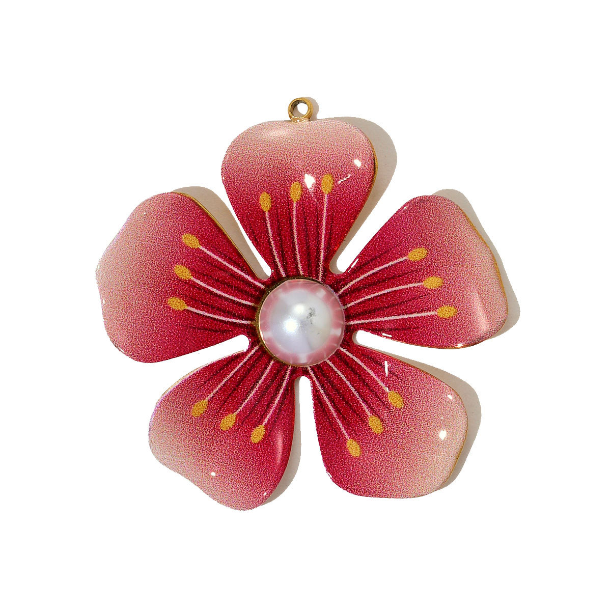 6pcs/pack Big Size Stainless Steel Leopard Print Enamel Flower Necklace Pendants Clover Lotus DIY Earrings Charms Women Jewelry