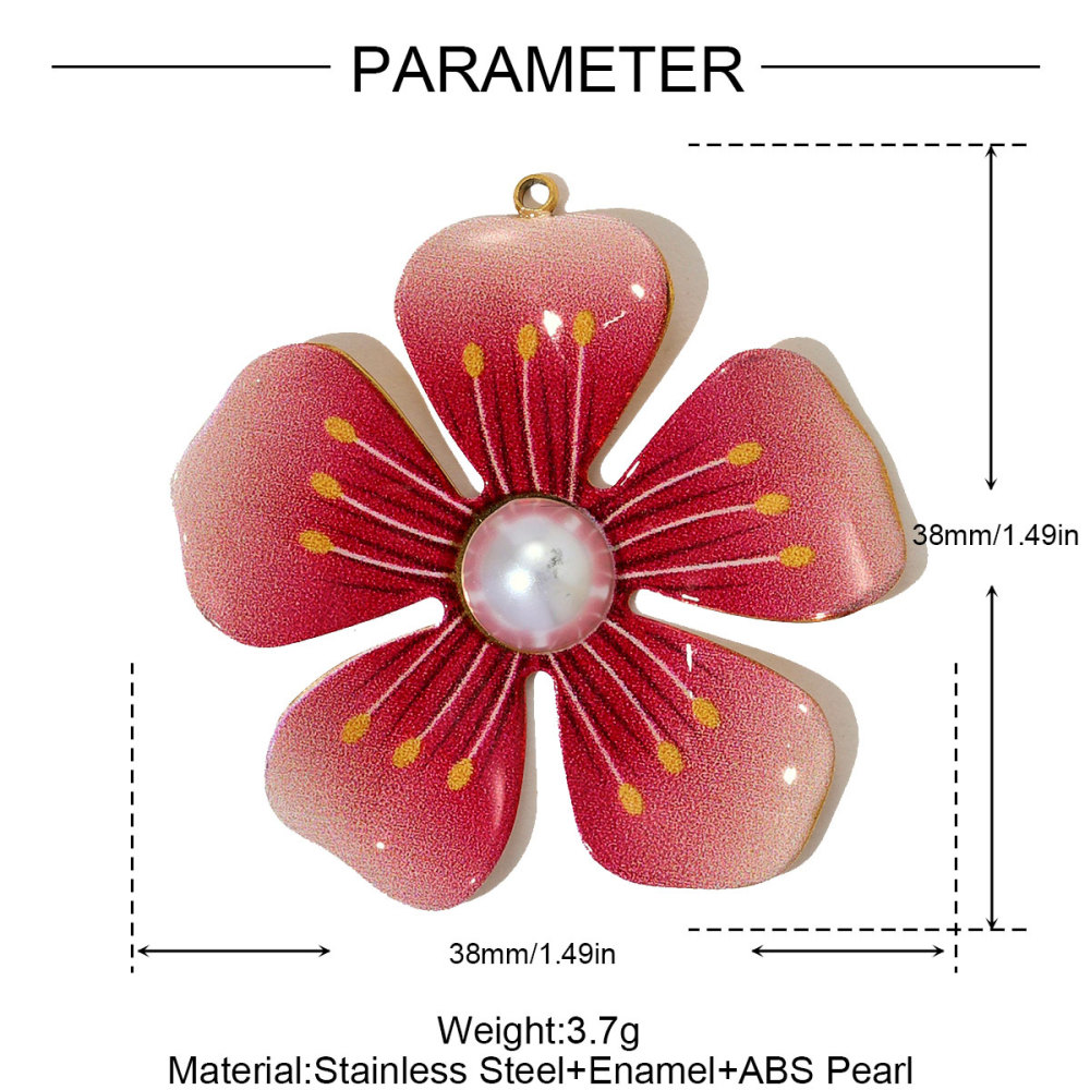 6pcs/pack Big Size Stainless Steel Leopard Print Enamel Flower Necklace Pendants Clover Lotus DIY Earrings Charms Women Jewelry