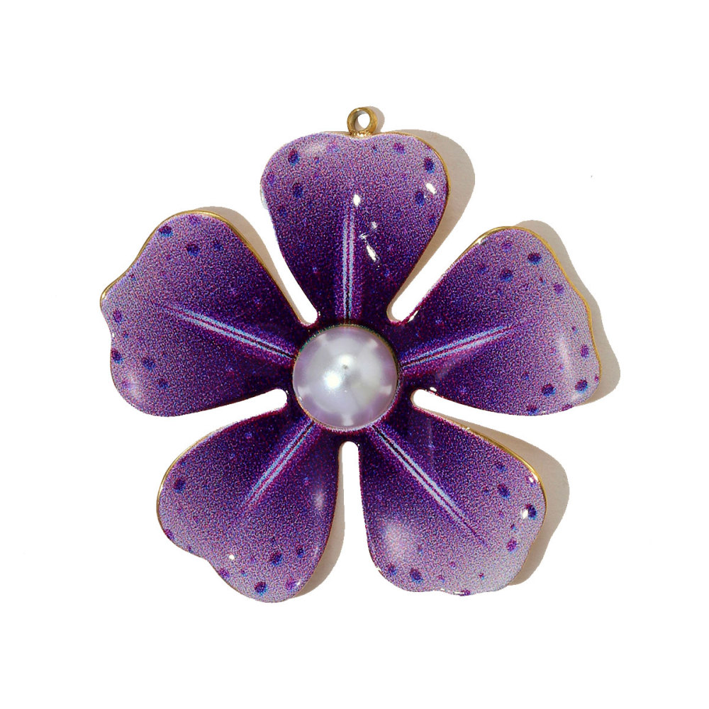 6pcs/pack Big Size Stainless Steel Leopard Print Enamel Flower Necklace Pendants Clover Lotus DIY Earrings Charms Women Jewelry