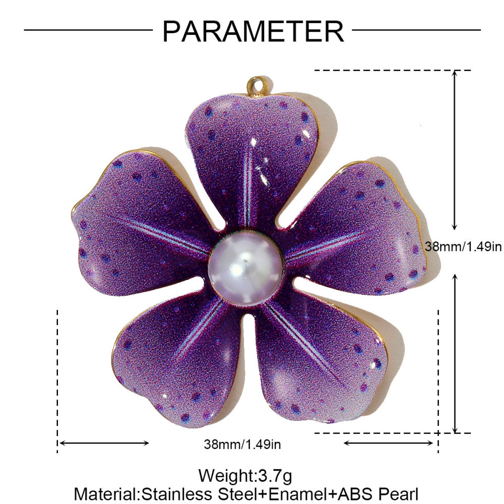 6pcs/pack Big Size Stainless Steel Leopard Print Enamel Flower Necklace Pendants Clover Lotus DIY Earrings Charms Women Jewelry