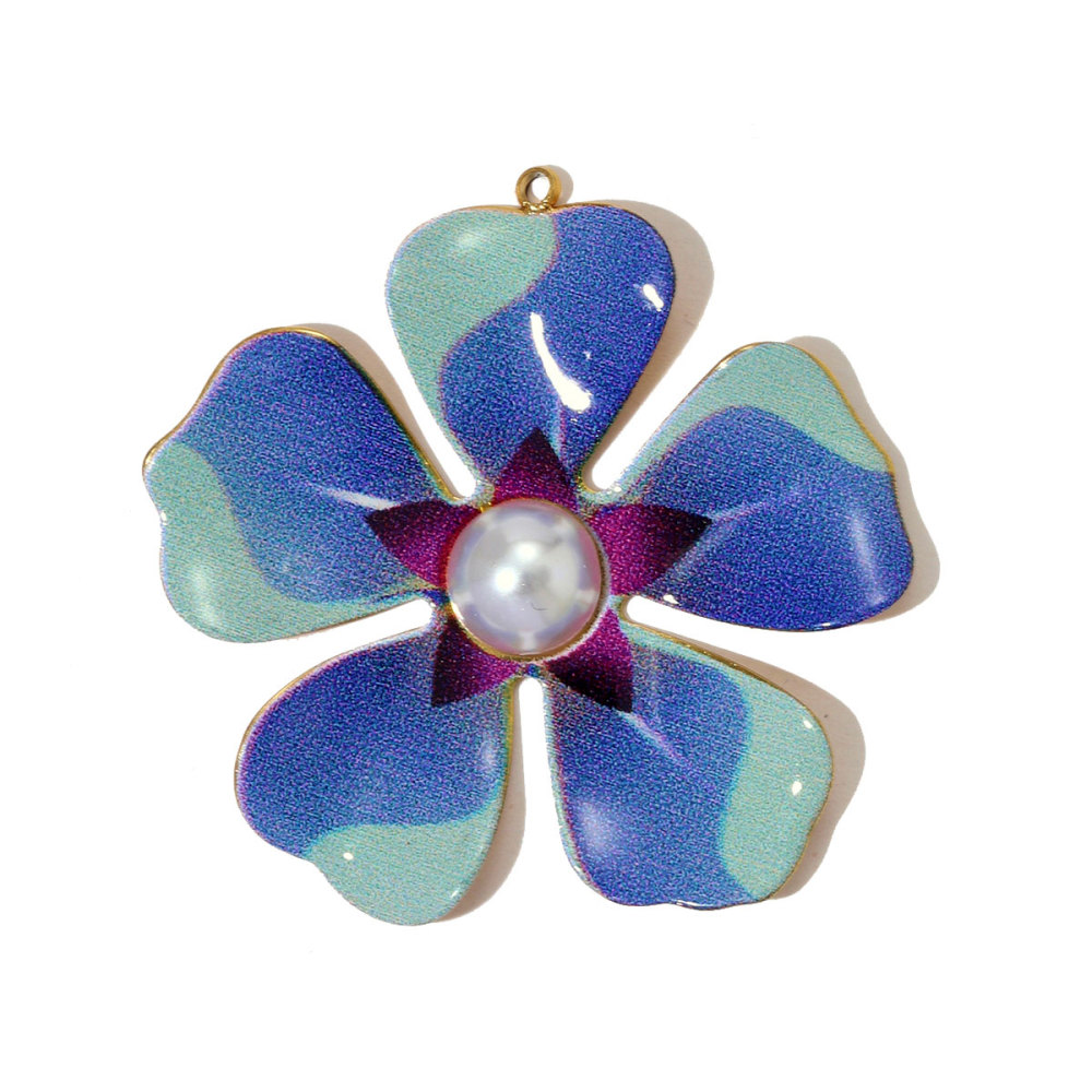 6pcs/pack Big Size Stainless Steel Leopard Print Enamel Flower Necklace Pendants Clover Lotus DIY Earrings Charms Women Jewelry