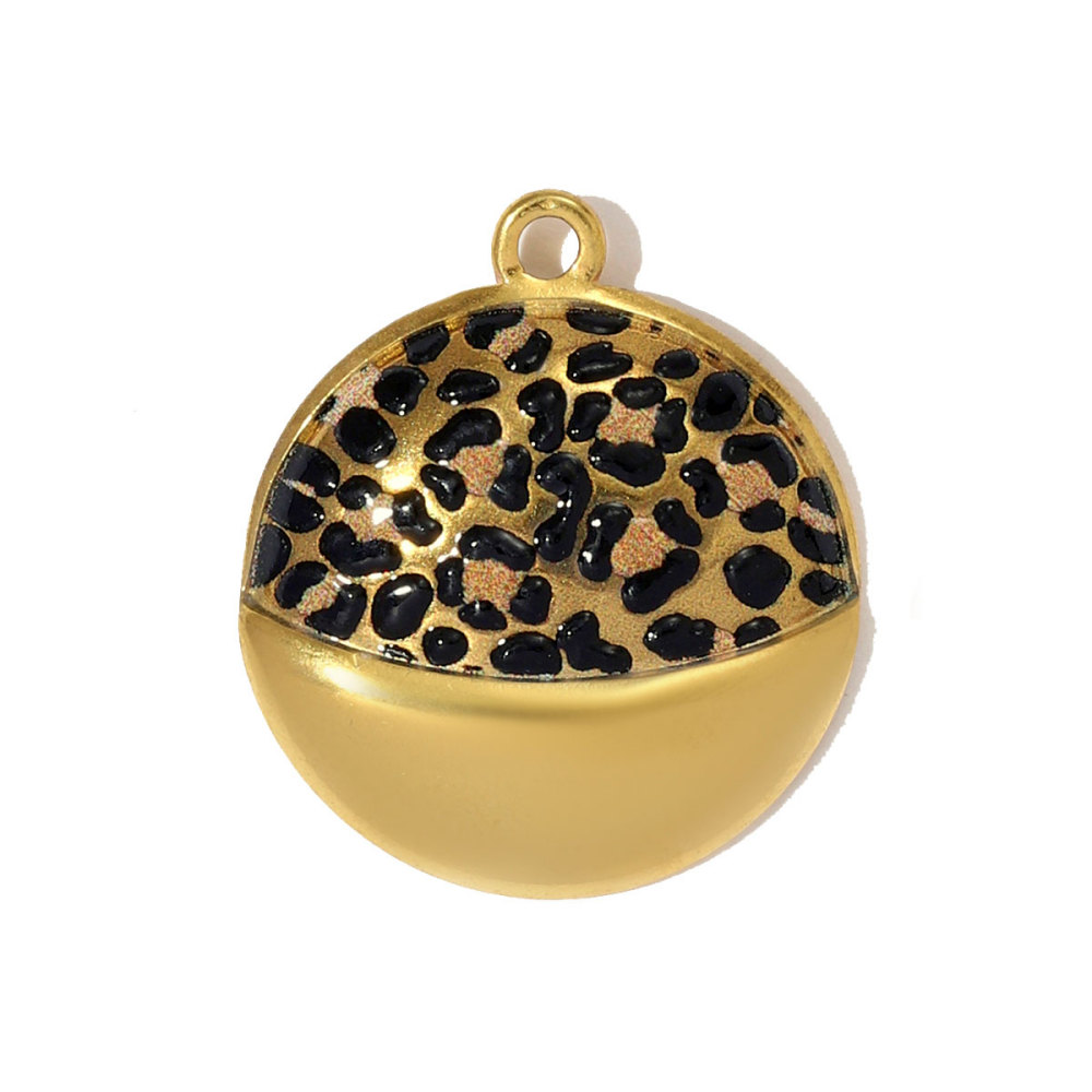 6pcs/pack Big Size Stainless Steel Leopard Print Enamel Flower Necklace Pendants Clover Lotus DIY Earrings Charms Women Jewelry