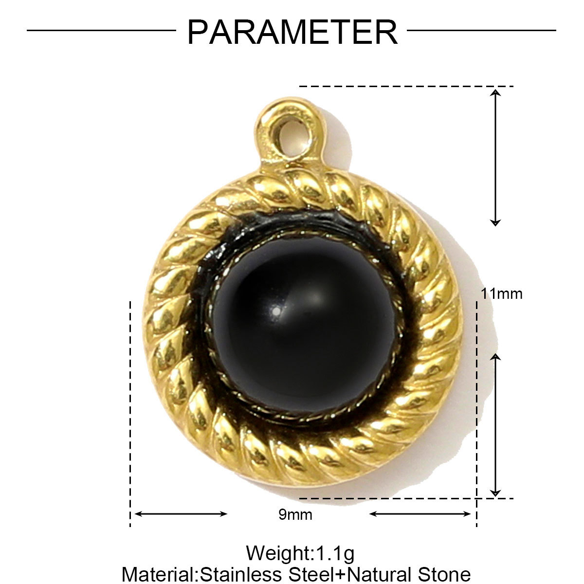 6pcs/pack French Retro Stainless Steel Natural Sotne Heart Necklace Pendant Cat Eye Oval DIY Earring Charm Women Round Jewelry