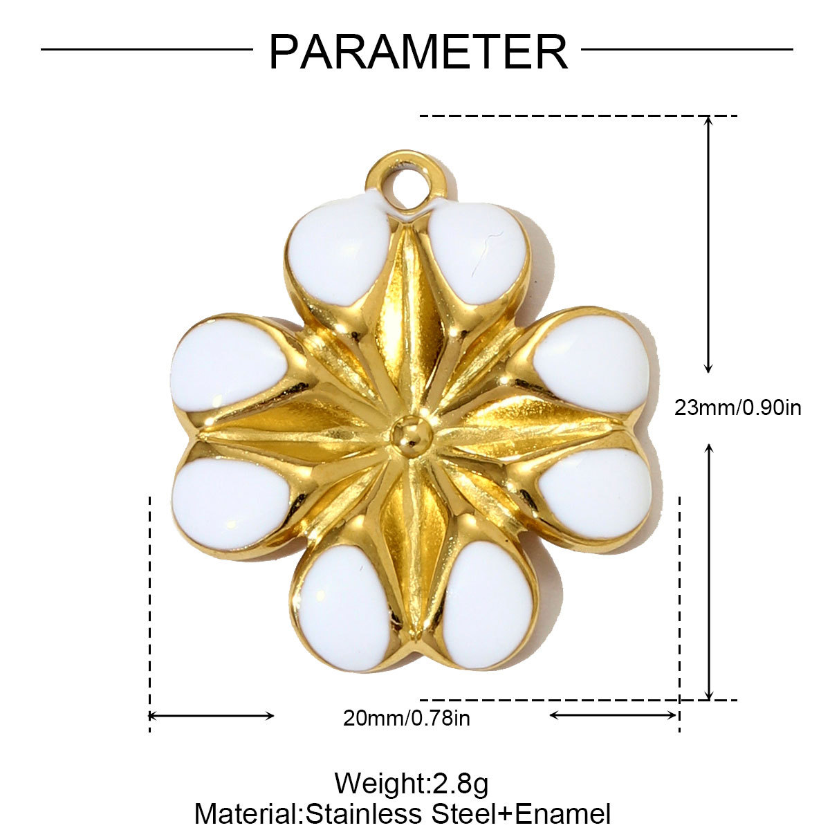 6pcs/pack French Two Tone Stainless Steel Rose Love Heart Necklace Pendants Enamel Flower DIY Earrings Charms Women Daisy Jewelry