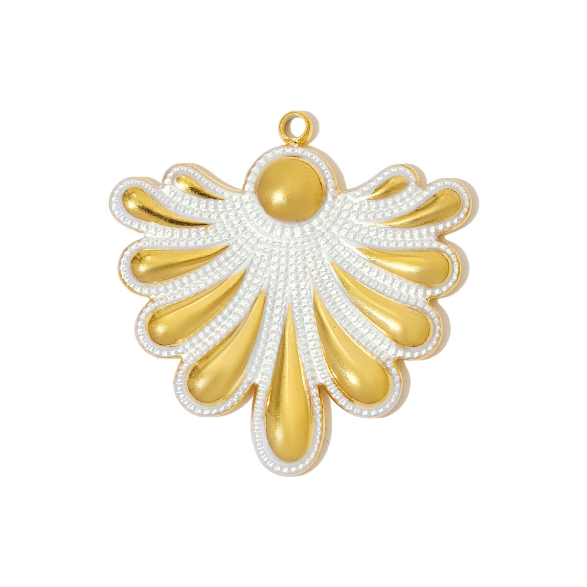 6pcs/pack Large Stainless Steel Enamel Sector Fireworks Necklace Pendants Maple Leaf DIY Earrings Charms Women Feather Jewelry