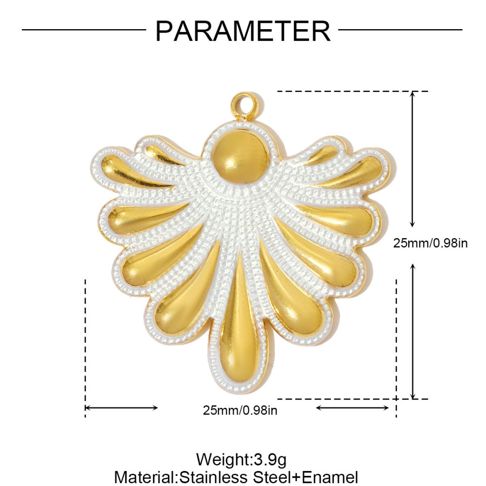 6pcs/pack Large Stainless Steel Enamel Sector Fireworks Necklace Pendants Maple Leaf DIY Earrings Charms Women Feather Jewelry