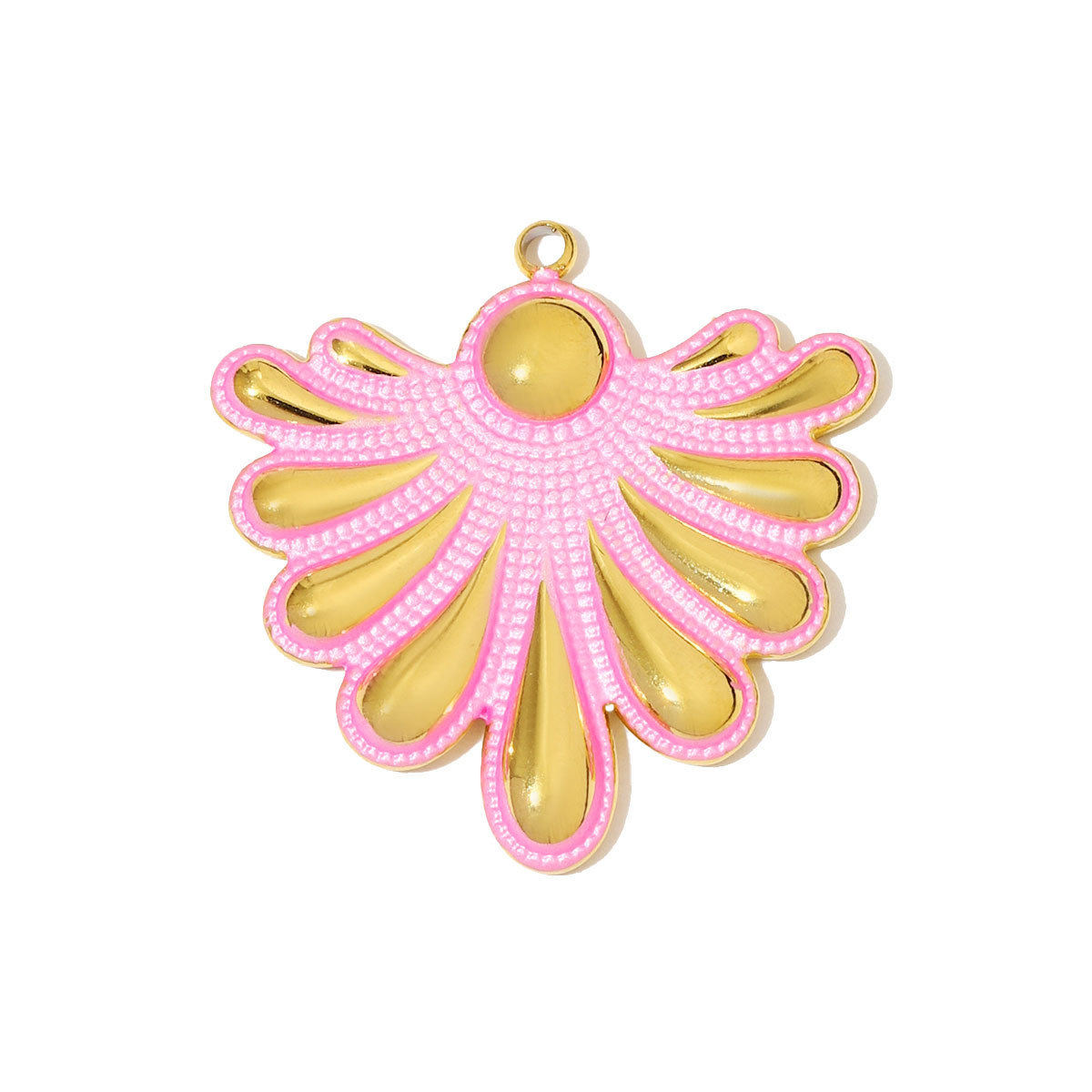 6pcs/pack Large Stainless Steel Enamel Sector Fireworks Necklace Pendants Maple Leaf DIY Earrings Charms Women Feather Jewelry