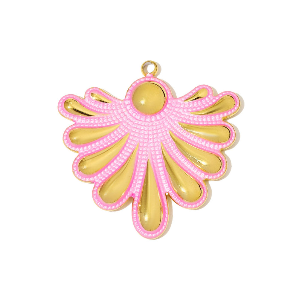 6pcs/pack Large Stainless Steel Enamel Sector Fireworks Necklace Pendants Maple Leaf DIY Earrings Charms Women Feather Jewelry