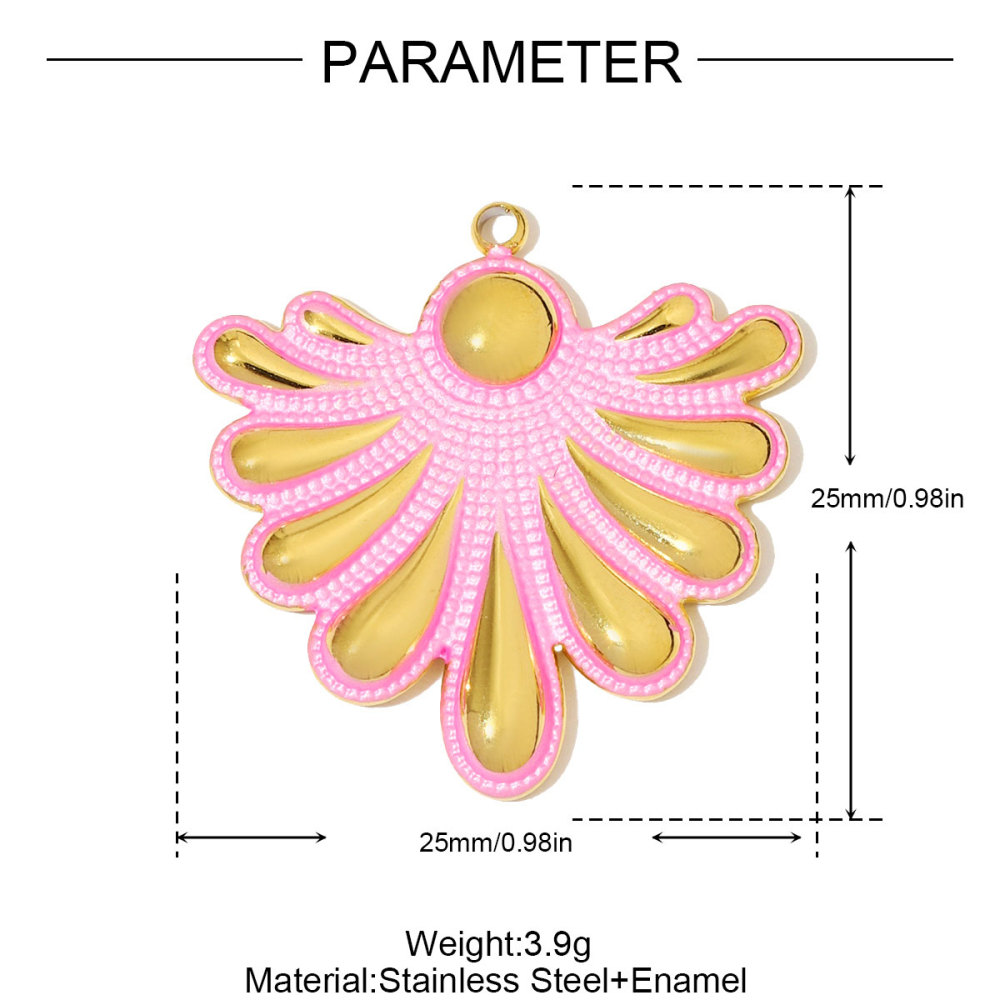 6pcs/pack Large Stainless Steel Enamel Sector Fireworks Necklace Pendants Maple Leaf DIY Earrings Charms Women Feather Jewelry