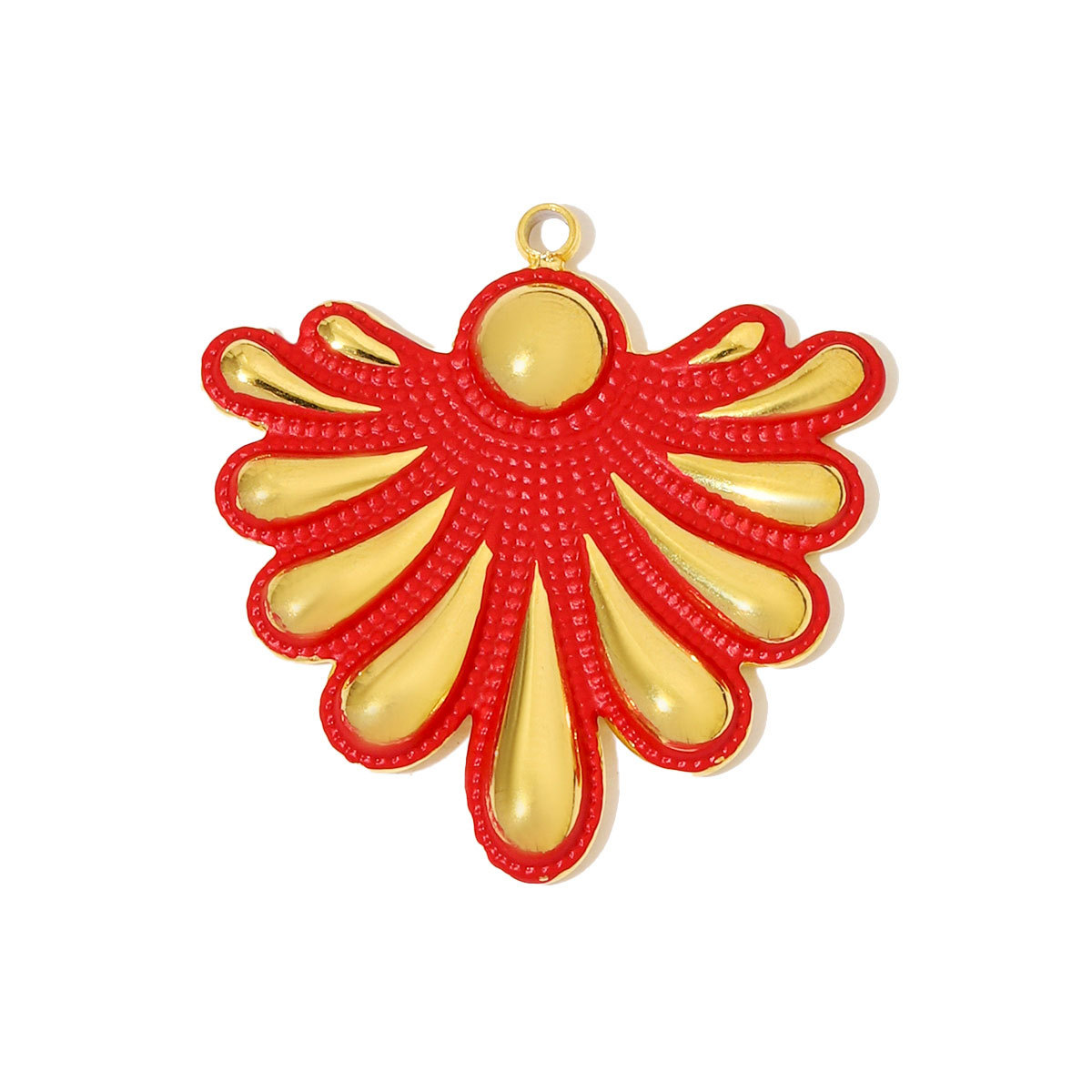 6pcs/pack Large Stainless Steel Enamel Sector Fireworks Necklace Pendants Maple Leaf DIY Earrings Charms Women Feather Jewelry