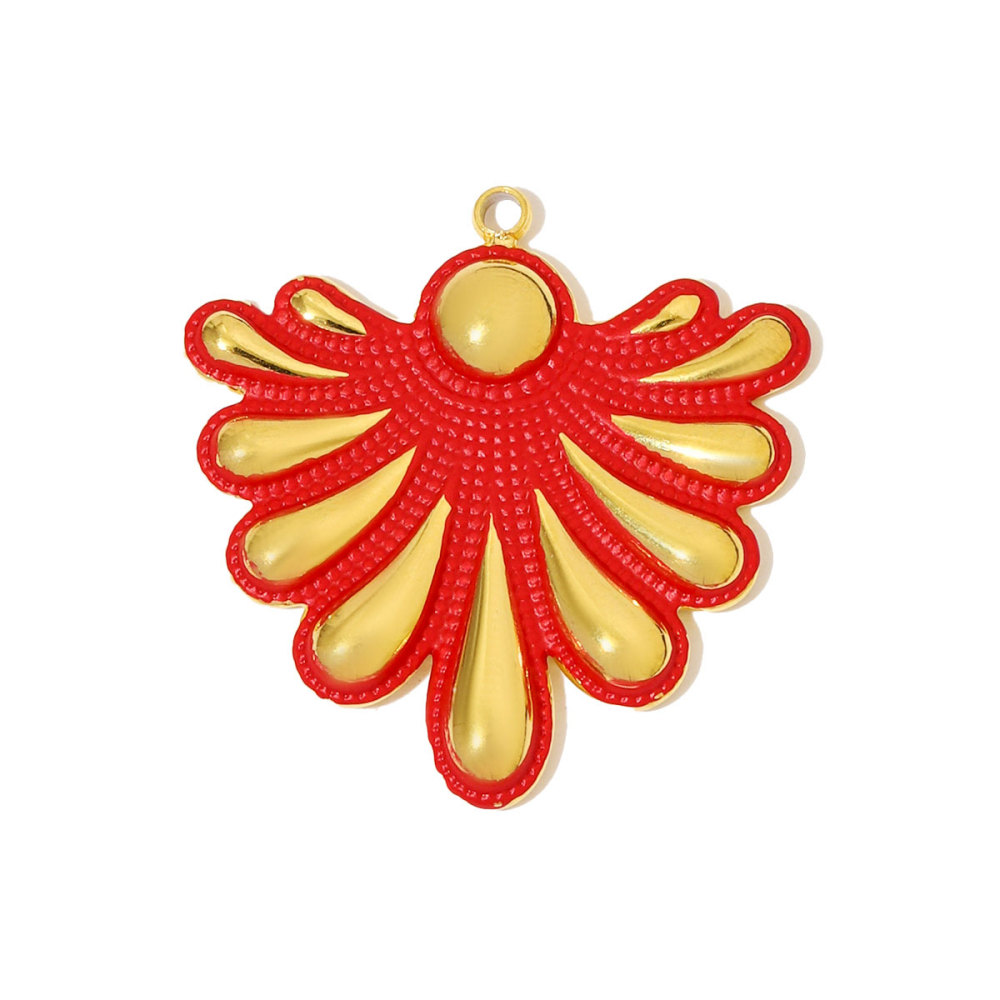 6pcs/pack Large Stainless Steel Enamel Sector Fireworks Necklace Pendants Maple Leaf DIY Earrings Charms Women Feather Jewelry