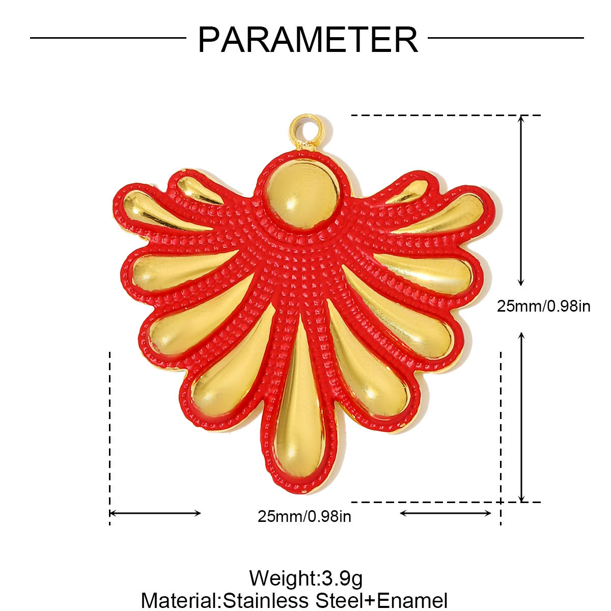 6pcs/pack Large Stainless Steel Enamel Sector Fireworks Necklace Pendants Maple Leaf DIY Earrings Charms Women Feather Jewelry