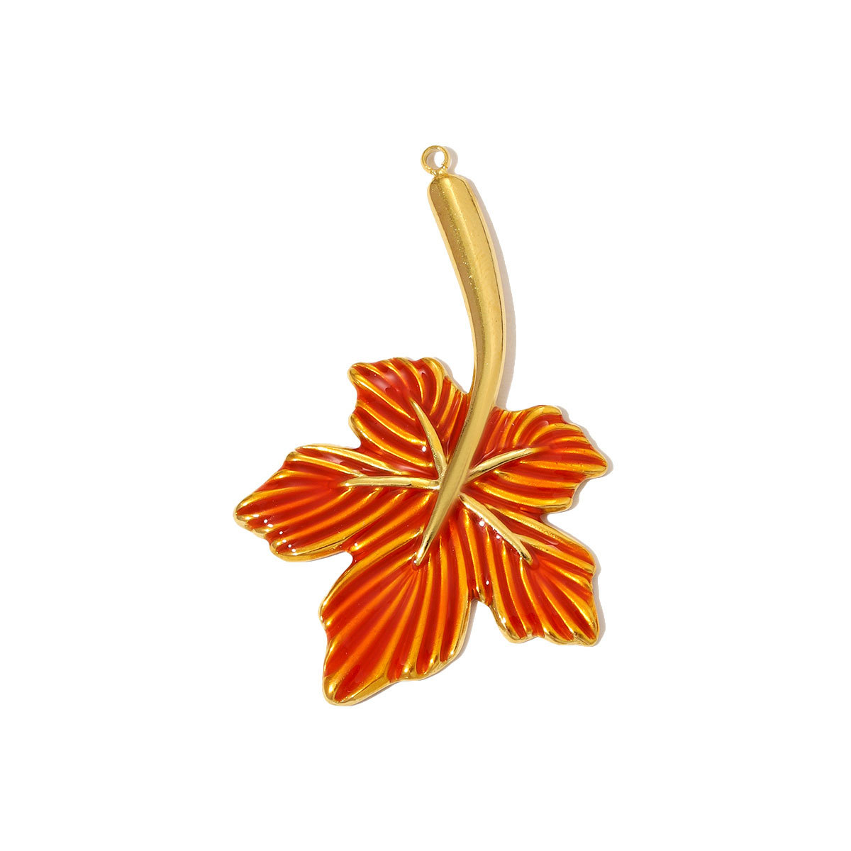 6pcs/pack Large Stainless Steel Enamel Sector Fireworks Necklace Pendants Maple Leaf DIY Earrings Charms Women Feather Jewelry