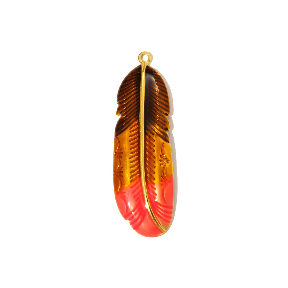 6pcs/pack Large Stainless Steel Enamel Sector Fireworks Necklace Pendants Maple Leaf DIY Earrings Charms Women Feather Jewelry