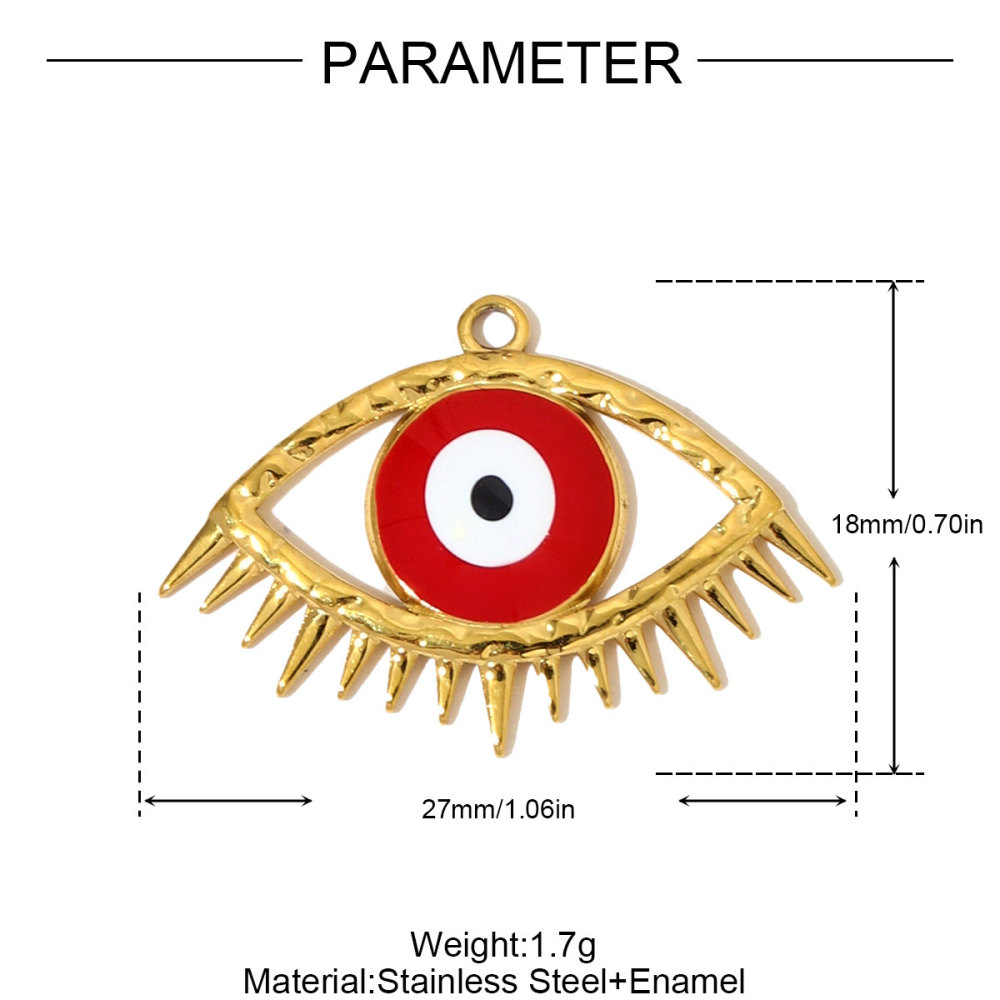 6pcs/pack Fashion Stainless Steel Enamel Grape Evil Eye Necklace Pendants Pearl Butterfly DIY Earrings Charms Women Geometric Jewelry