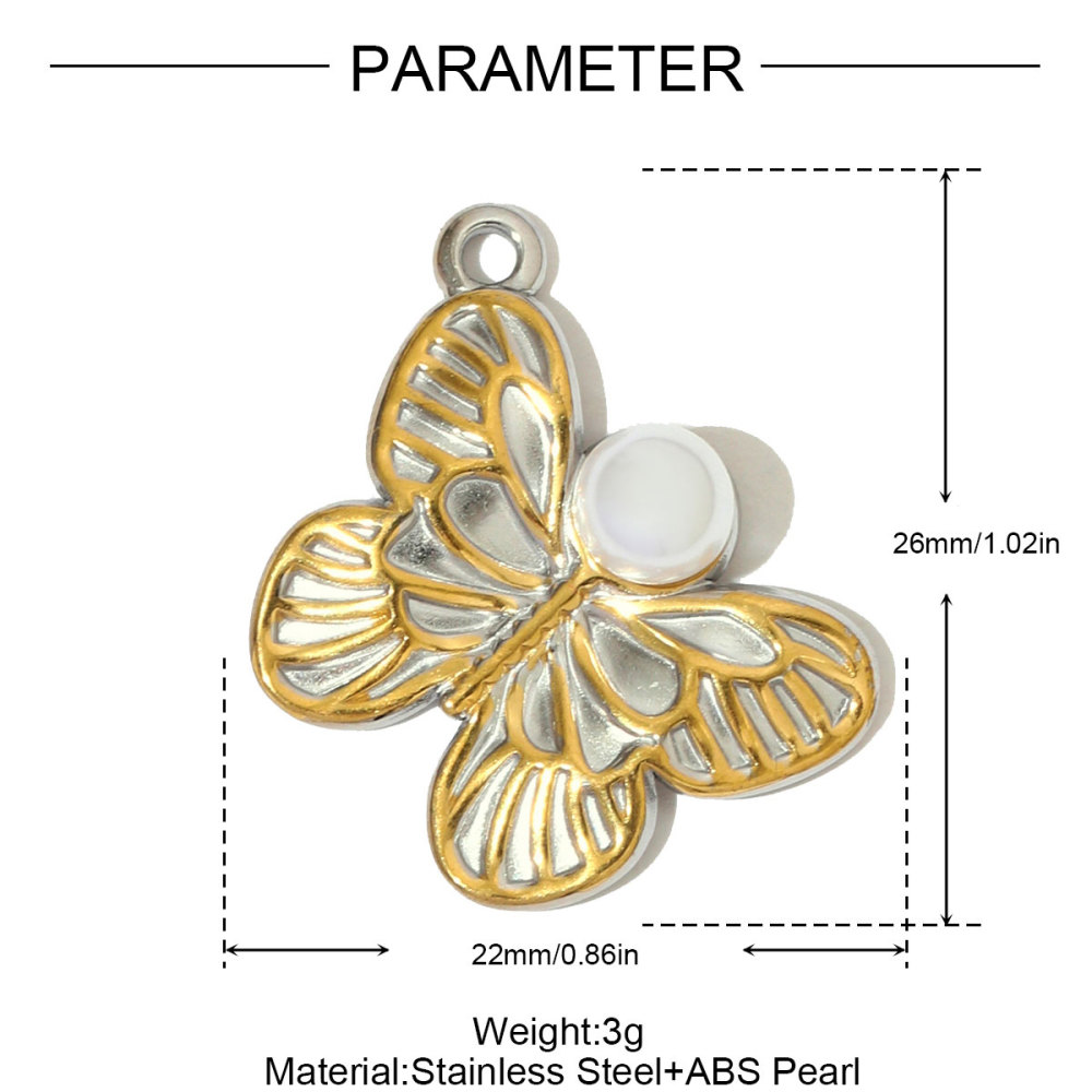 6pcs/pack Fashion Stainless Steel Enamel Grape Evil Eye Necklace Pendants Pearl Butterfly DIY Earrings Charms Women Geometric Jewelry